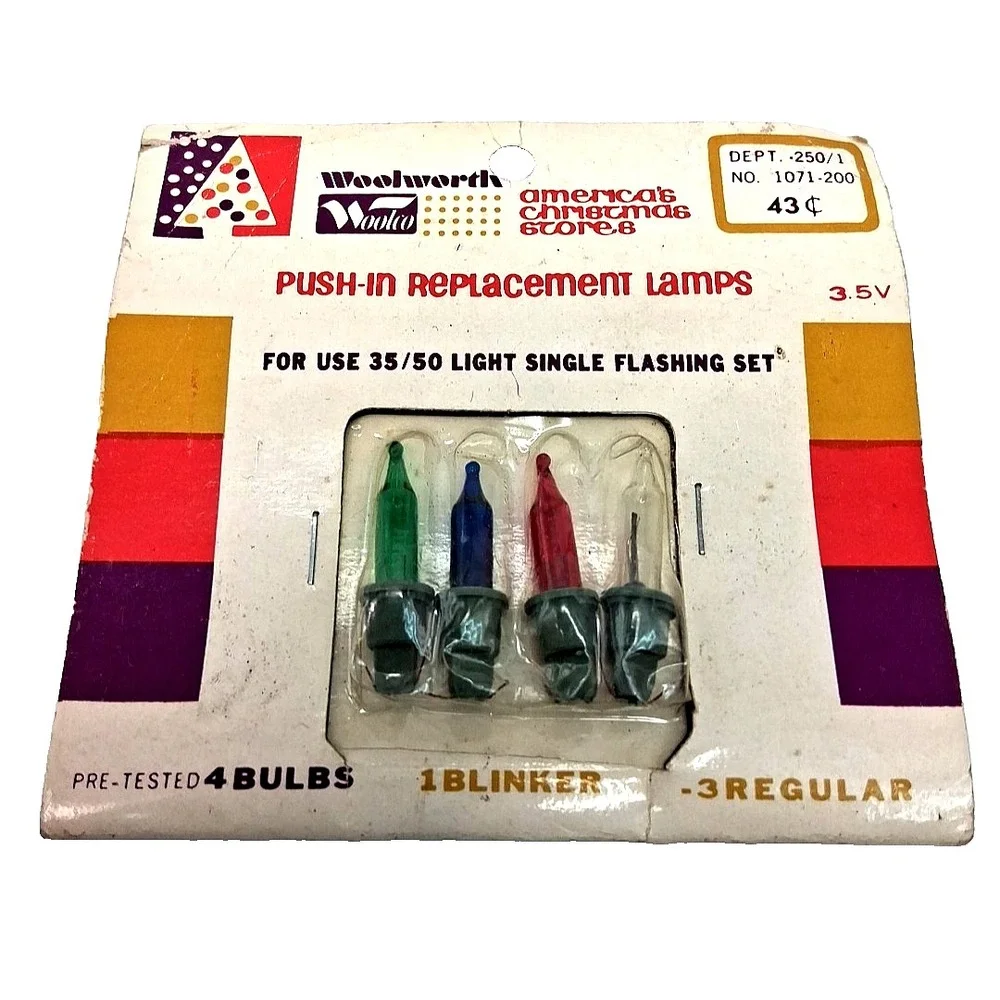 Vintage Package Of Woolworth‎ Push In Replacement Christmas Lamps Pack of 4